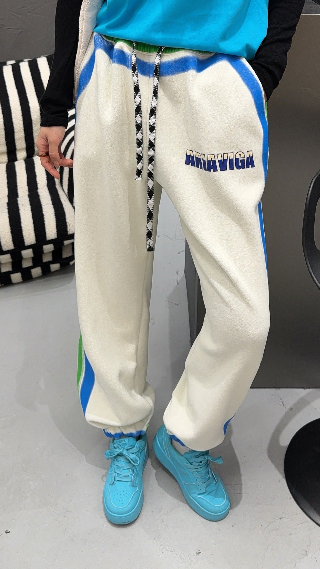 🄶🅁🄾🅄🄽🄳♾🅉🄴🅁🄾25-26SS♾無性別穿搭OverSize美式新款直條紋束口休閒長褲(現貨優惠)