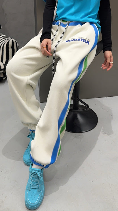 🄶🅁🄾🅄🄽🄳♾🅉🄴🅁🄾25-26SS♾無性別穿搭OverSize美式新款直條紋束口休閒長褲(現貨優惠)