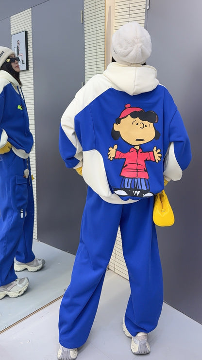 🄶🅁🄾🅄🄽🄳♾🅉🄴🅁🄾25-26SS♾無性別穿搭OverSize美式新款潮流卡通長袖連帽運動套裝(加厚加絨)🔥