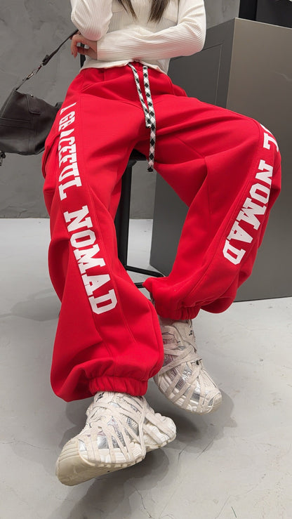 🄶🅁🄾🅄🄽🄳♾🅉🄴🅁🄾25-26SS♾無性別穿搭OverSize美式新款口袋字母彎刀束口長褲