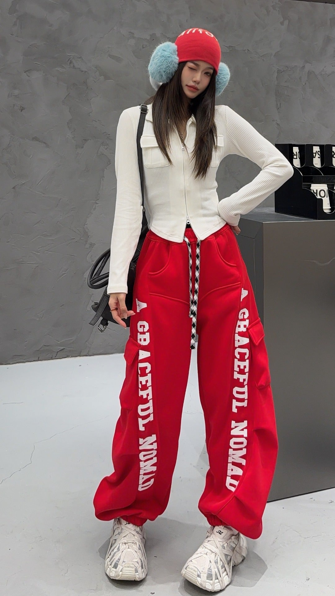 🄶🅁🄾🅄🄽🄳♾🅉🄴🅁🄾25-26SS♾無性別穿搭OverSize美式新款口袋字母彎刀束口長褲