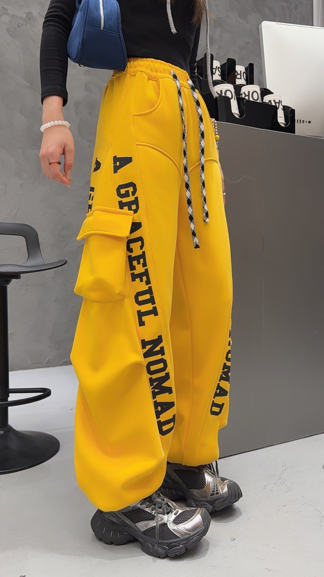 🄶🅁🄾🅄🄽🄳♾🅉🄴🅁🄾25-26SS♾無性別穿搭OverSize美式新款口袋字母彎刀束口長褲