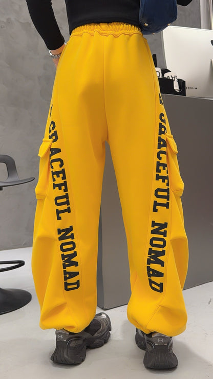 🄶🅁🄾🅄🄽🄳♾🅉🄴🅁🄾25-26SS♾無性別穿搭OverSize美式新款口袋字母彎刀束口長褲