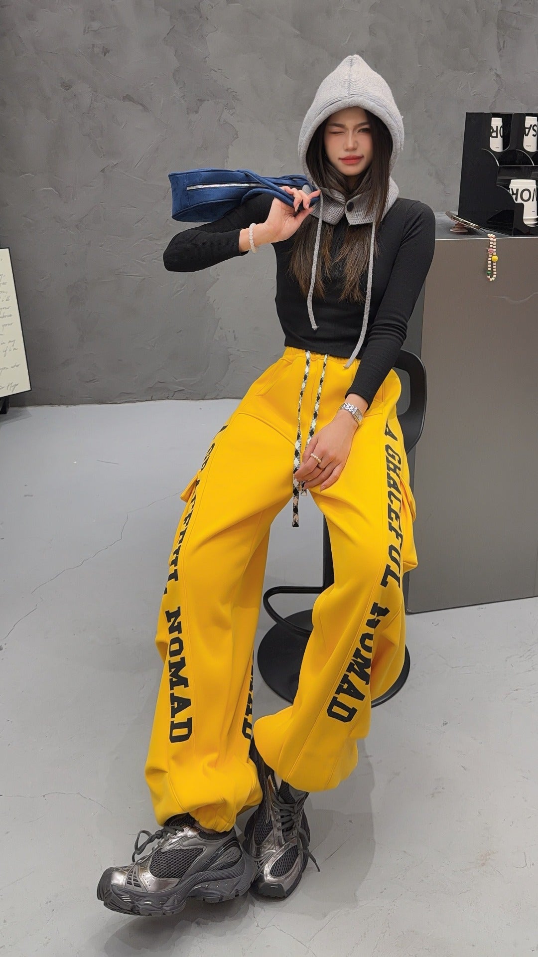 🄶🅁🄾🅄🄽🄳♾🅉🄴🅁🄾25-26SS♾無性別穿搭OverSize美式新款口袋字母彎刀束口長褲