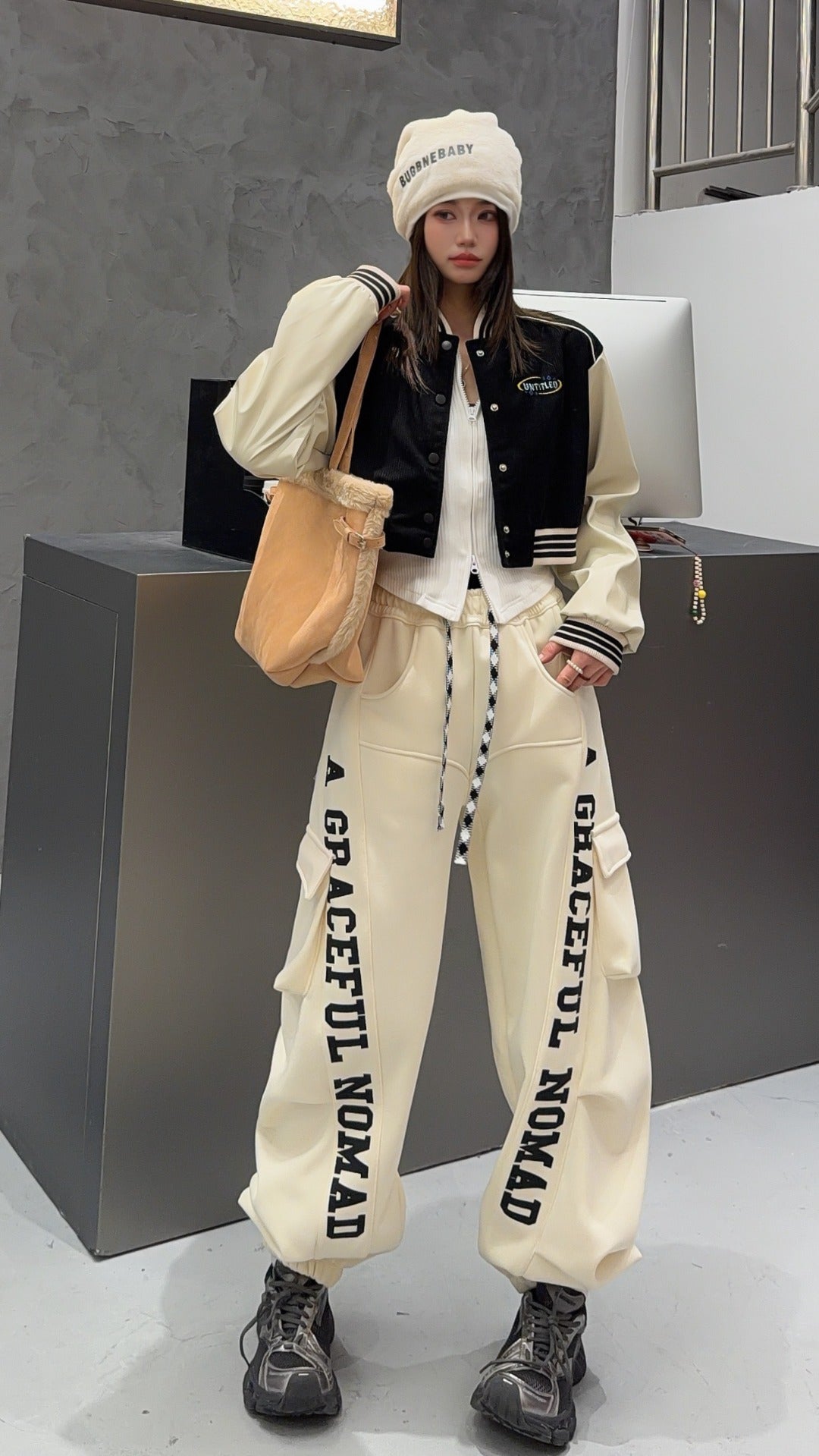 🄶🅁🄾🅄🄽🄳♾🅉🄴🅁🄾25-26SS♾無性別穿搭OverSize美式新款口袋字母彎刀束口長褲