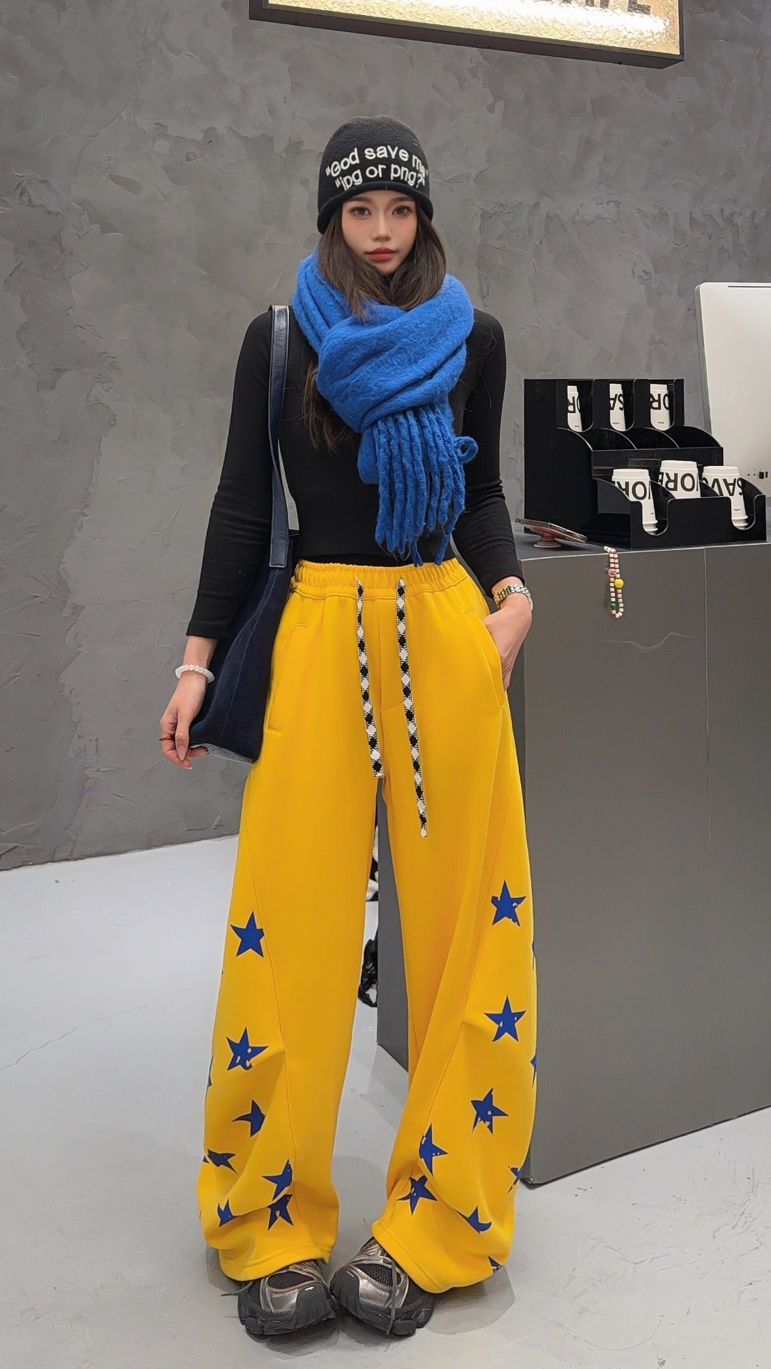 🄶🅁🄾🅄🄽🄳♾🅉🄴🅁🄾25-26SS♾無性別穿搭OverSize美式新款星星寬口休閒長褲