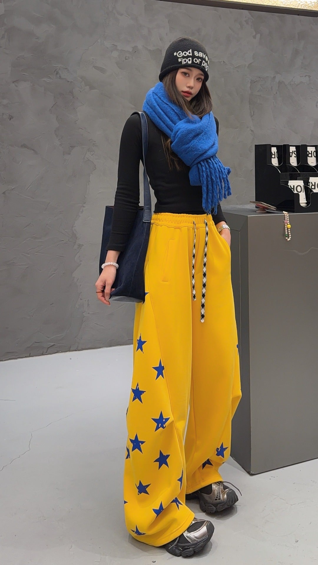 🄶🅁🄾🅄🄽🄳♾🅉🄴🅁🄾25-26SS♾無性別穿搭OverSize美式新款星星寬口休閒長褲