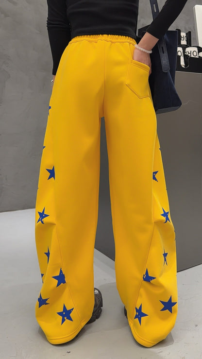 🄶🅁🄾🅄🄽🄳♾🅉🄴🅁🄾25-26SS♾無性別穿搭OverSize美式新款星星寬口休閒長褲