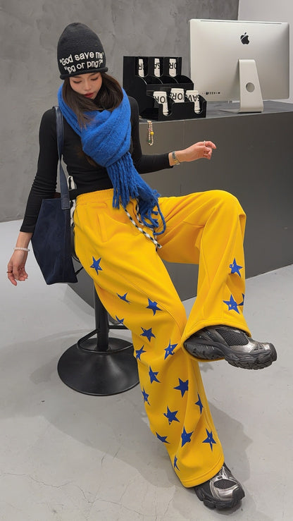 🄶🅁🄾🅄🄽🄳♾🅉🄴🅁🄾25-26SS♾無性別穿搭OverSize美式新款星星寬口休閒長褲