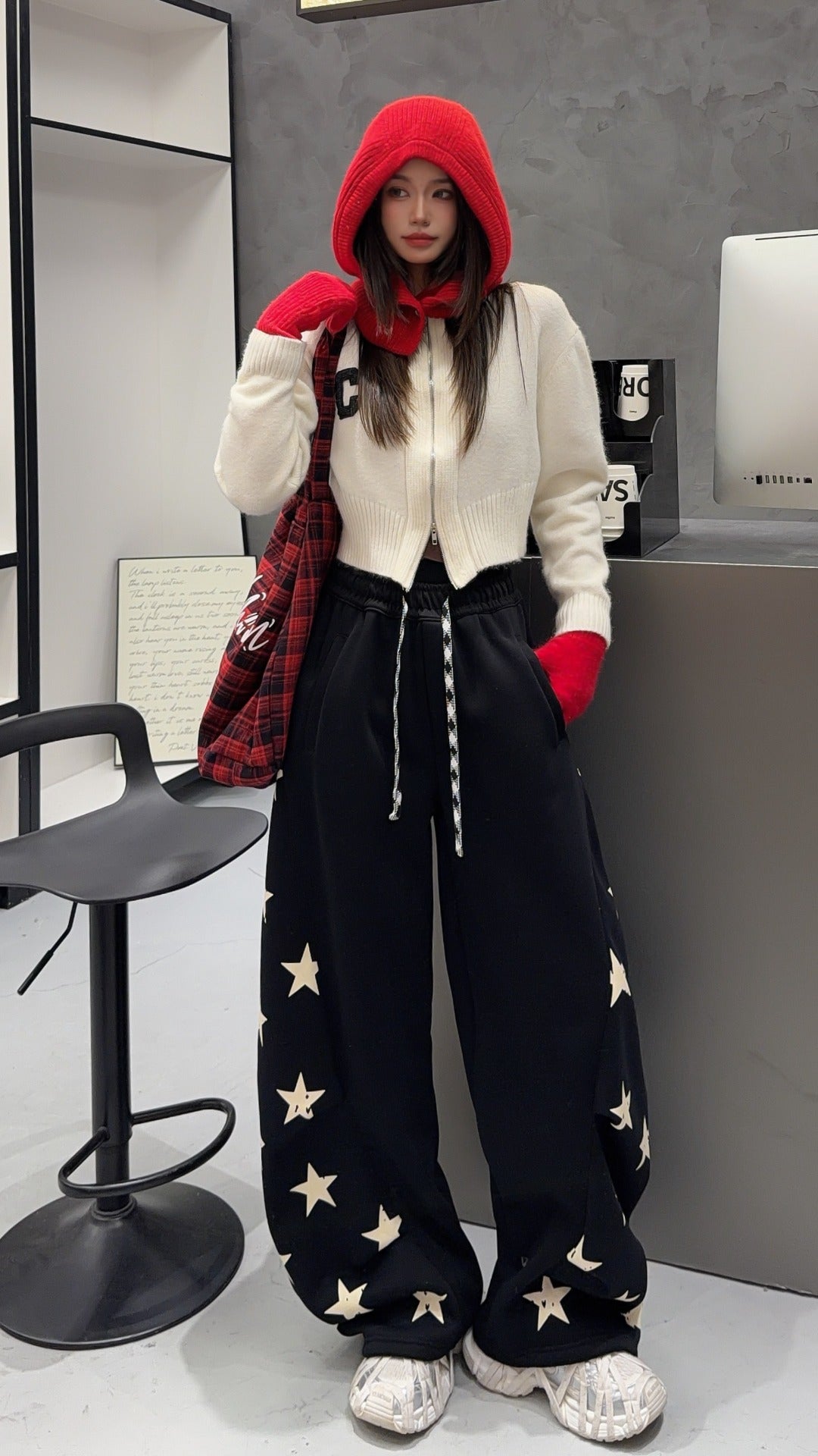 🄶🅁🄾🅄🄽🄳♾🅉🄴🅁🄾25-26SS♾無性別穿搭OverSize美式新款星星寬口休閒長褲