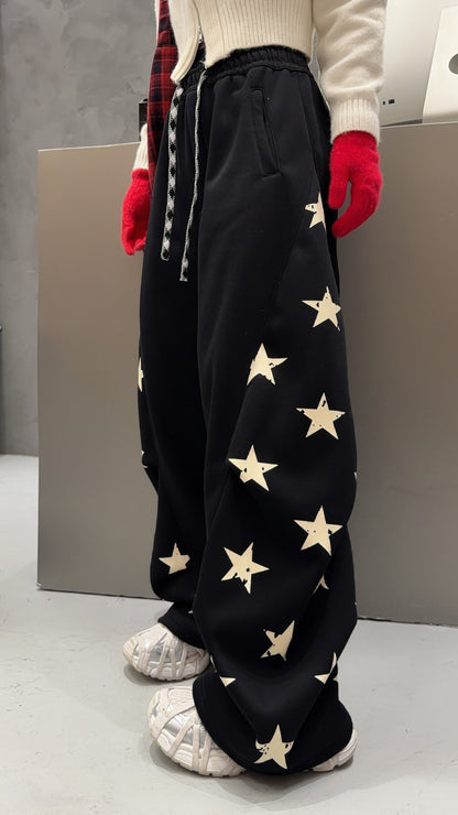 🄶🅁🄾🅄🄽🄳♾🅉🄴🅁🄾25-26SS♾無性別穿搭OverSize美式新款星星寬口休閒長褲