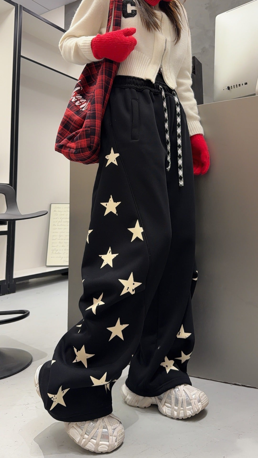 🄶🅁🄾🅄🄽🄳♾🅉🄴🅁🄾25-26SS♾無性別穿搭OverSize美式新款星星寬口休閒長褲