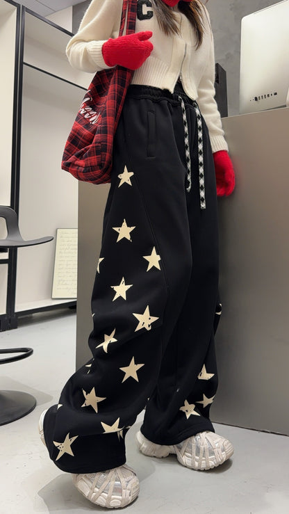 🄶🅁🄾🅄🄽🄳♾🅉🄴🅁🄾25-26SS♾無性別穿搭OverSize美式新款星星寬口休閒長褲