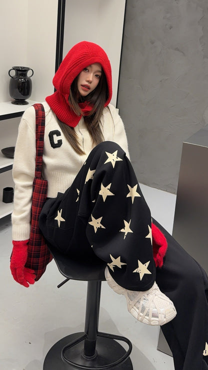 🄶🅁🄾🅄🄽🄳♾🅉🄴🅁🄾25-26SS♾無性別穿搭OverSize美式新款星星寬口休閒長褲