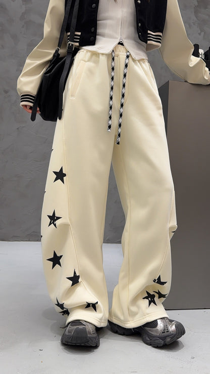 🄶🅁🄾🅄🄽🄳♾🅉🄴🅁🄾25-26SS♾無性別穿搭OverSize美式新款星星寬口休閒長褲