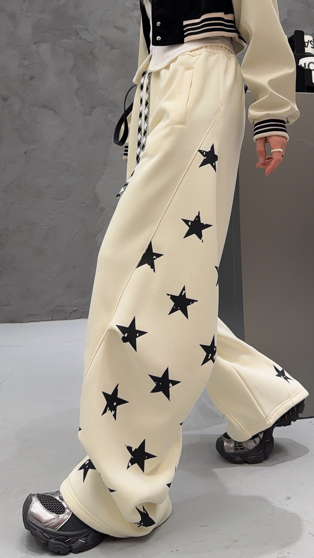 🄶🅁🄾🅄🄽🄳♾🅉🄴🅁🄾25-26SS♾無性別穿搭OverSize美式新款星星寬口休閒長褲