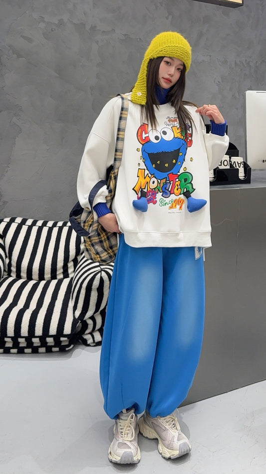 🄶🅁🄾🅄🄽🄳♾🅉🄴🅁🄾25-26SS♾無性別穿搭OverSize美式新款立體餅乾小怪獸上衣T-SHIRT(加厚加絨)🔥