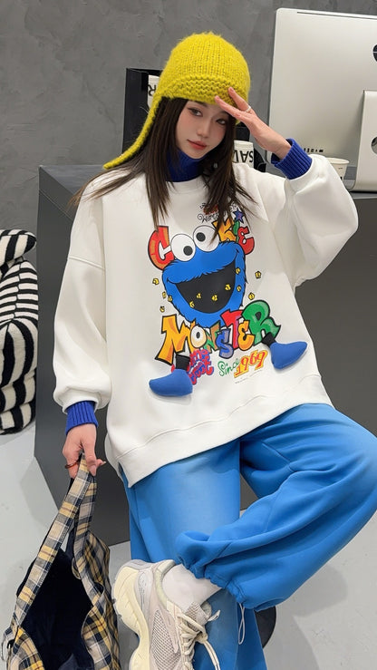 🄶🅁🄾🅄🄽🄳♾🅉🄴🅁🄾25-26SS♾無性別穿搭OverSize美式新款立體餅乾小怪獸上衣T-SHIRT(加厚加絨)🔥