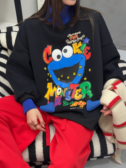 🄶🅁🄾🅄🄽🄳♾🅉🄴🅁🄾25-26SS♾無性別穿搭OverSize美式新款立體餅乾小怪獸上衣T-SHIRT(加厚加絨)🔥