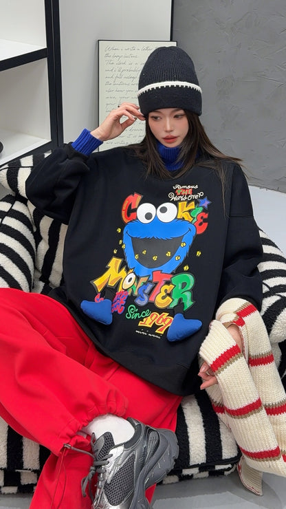 🄶🅁🄾🅄🄽🄳♾🅉🄴🅁🄾25-26SS♾無性別穿搭OverSize美式新款立體餅乾小怪獸上衣T-SHIRT(加厚加絨)🔥