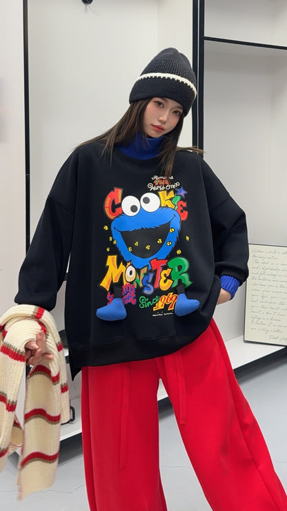🄶🅁🄾🅄🄽🄳♾🅉🄴🅁🄾25-26SS♾無性別穿搭OverSize美式新款立體餅乾小怪獸上衣T-SHIRT(加厚加絨)🔥