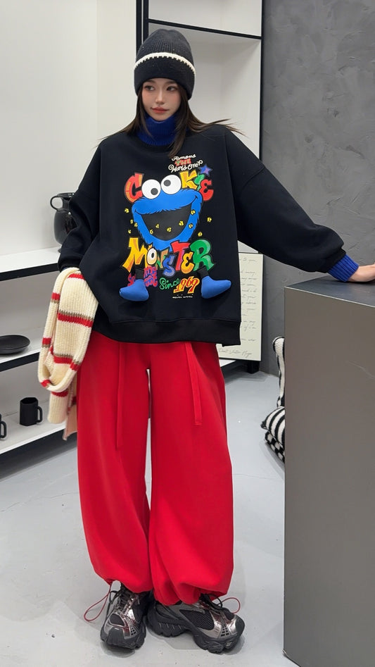 🄶🅁🄾🅄🄽🄳♾🅉🄴🅁🄾25-26SS♾無性別穿搭OverSize美式新款立體餅乾小怪獸上衣T-SHIRT(加厚加絨)🔥