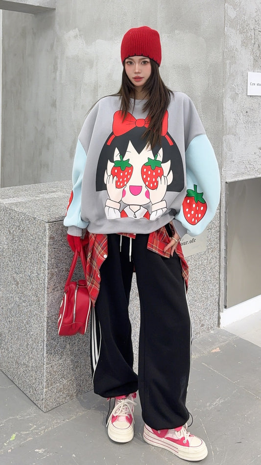 🄶🅁🄾🅄🄽🄳♾🅉🄴🅁🄾25-26SS♾無性別穿搭OverSize美式新款草莓小孩子上衣T-SHIRT(加厚加絨)🔥