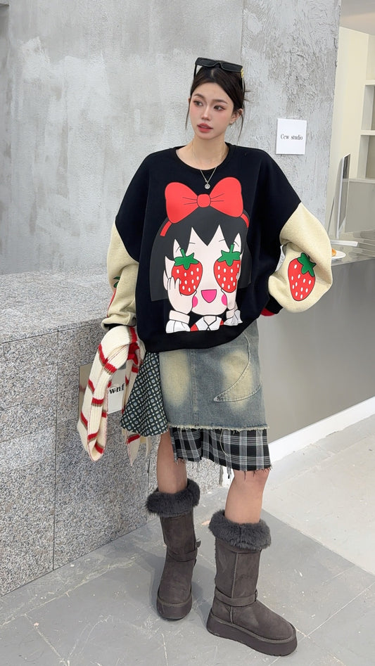 🄶🅁🄾🅄🄽🄳♾🅉🄴🅁🄾25-26SS♾無性別穿搭OverSize美式新款草莓小孩子上衣T-SHIRT(加厚加絨)🔥