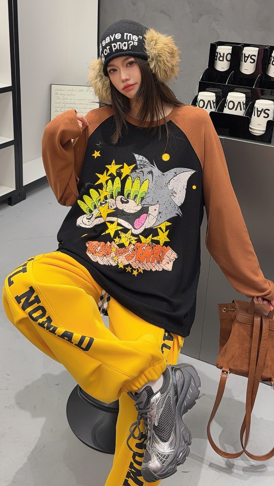 🄶🅁🄾🅄🄽🄳♾🅉🄴🅁🄾25-26SS♾無性別穿搭OverSize美式新款雙色貓貓鼠鼠長袖上衣T-SHIRT