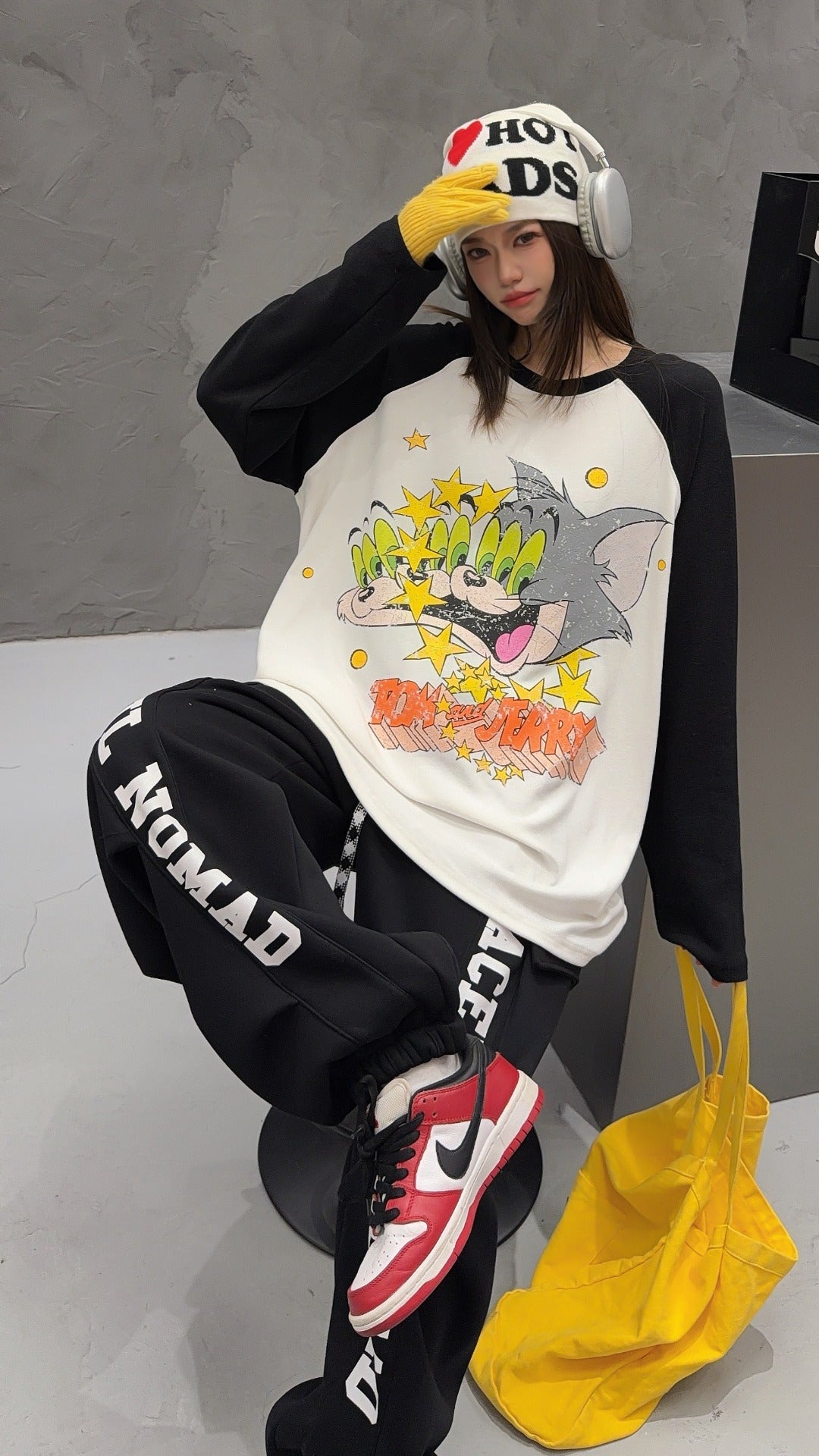 🄶🅁🄾🅄🄽🄳♾🅉🄴🅁🄾25-26SS♾無性別穿搭OverSize美式新款雙色貓貓鼠鼠長袖上衣T-SHIRT