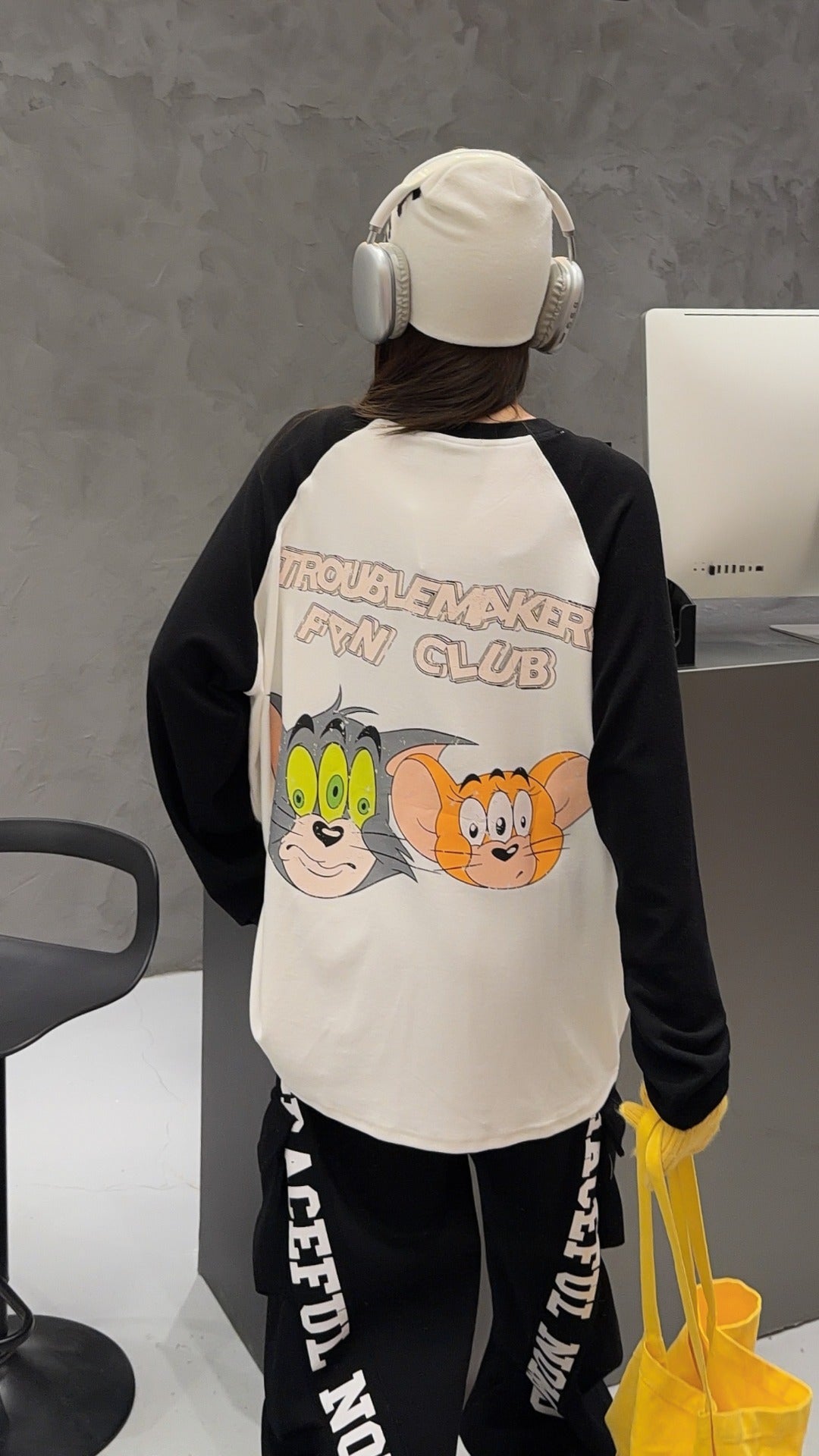 🄶🅁🄾🅄🄽🄳♾🅉🄴🅁🄾25-26SS♾無性別穿搭OverSize美式新款雙色貓貓鼠鼠長袖上衣T-SHIRT