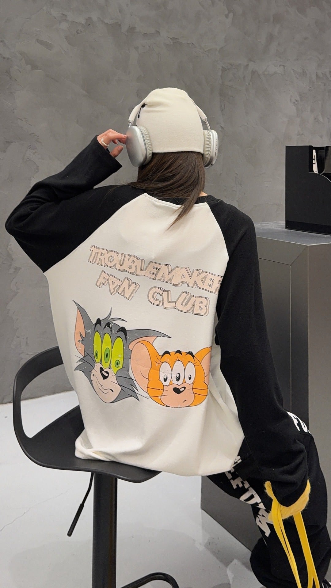 🄶🅁🄾🅄🄽🄳♾🅉🄴🅁🄾25-26SS♾無性別穿搭OverSize美式新款雙色貓貓鼠鼠長袖上衣T-SHIRT