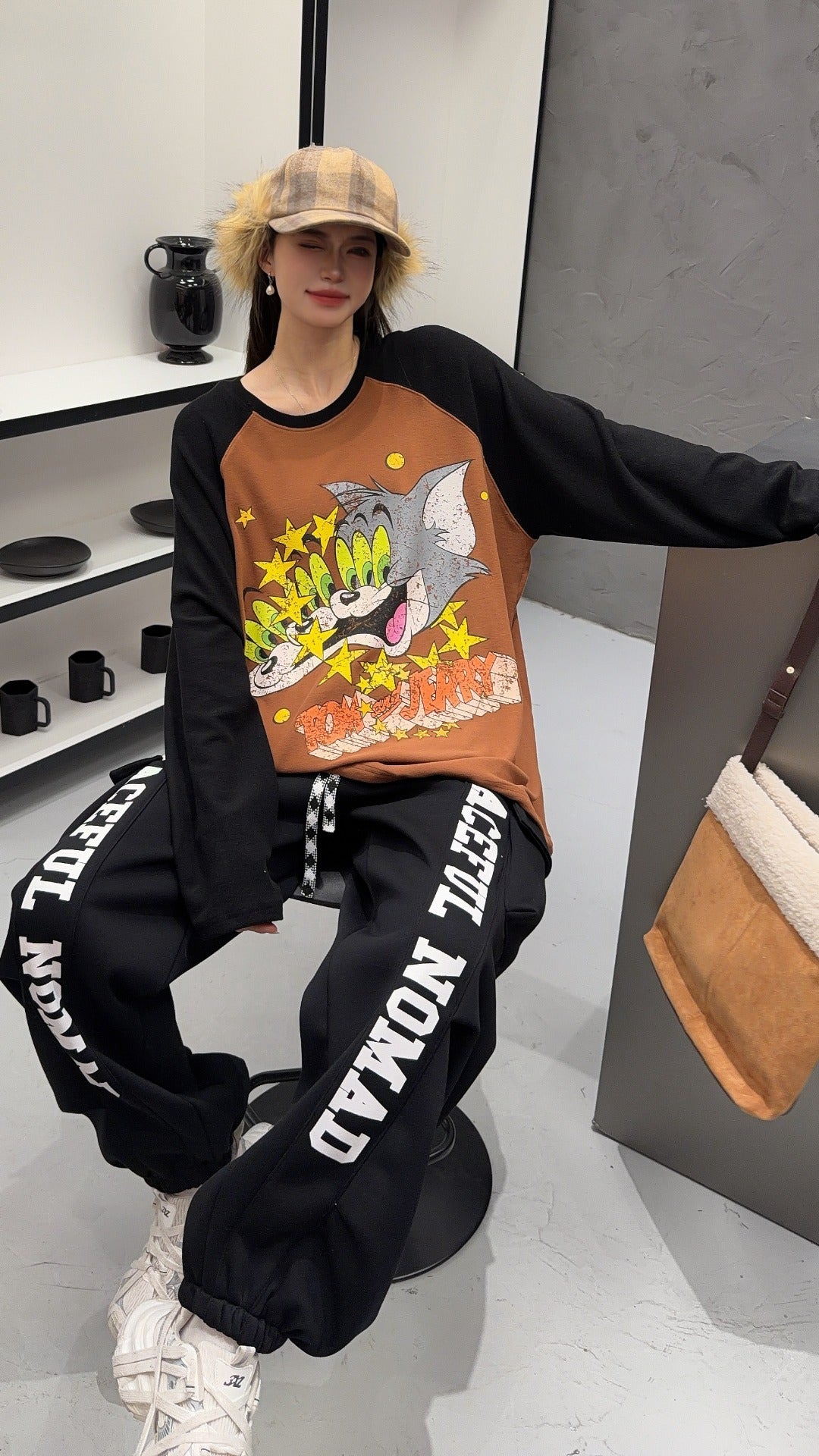 🄶🅁🄾🅄🄽🄳♾🅉🄴🅁🄾25-26SS♾無性別穿搭OverSize美式新款雙色貓貓鼠鼠長袖上衣T-SHIRT