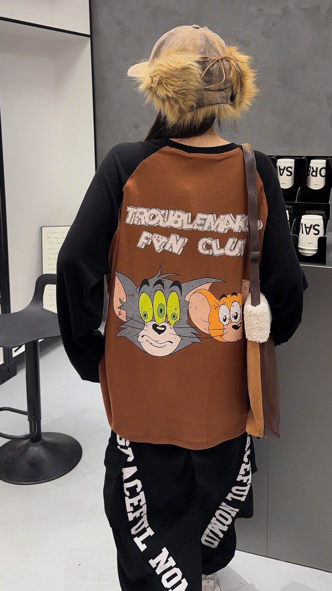 🄶🅁🄾🅄🄽🄳♾🅉🄴🅁🄾25-26SS♾無性別穿搭OverSize美式新款雙色貓貓鼠鼠長袖上衣T-SHIRT