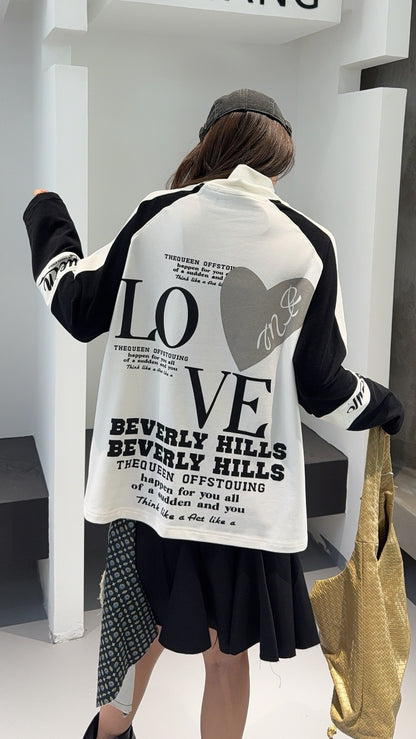 🄶🅁🄾🅄🄽🄳♾🅉🄴🅁🄾25-26SS♾無性別穿搭OverSize美式新款高領雙拼色素描內搭長袖上衣T-SHIRT