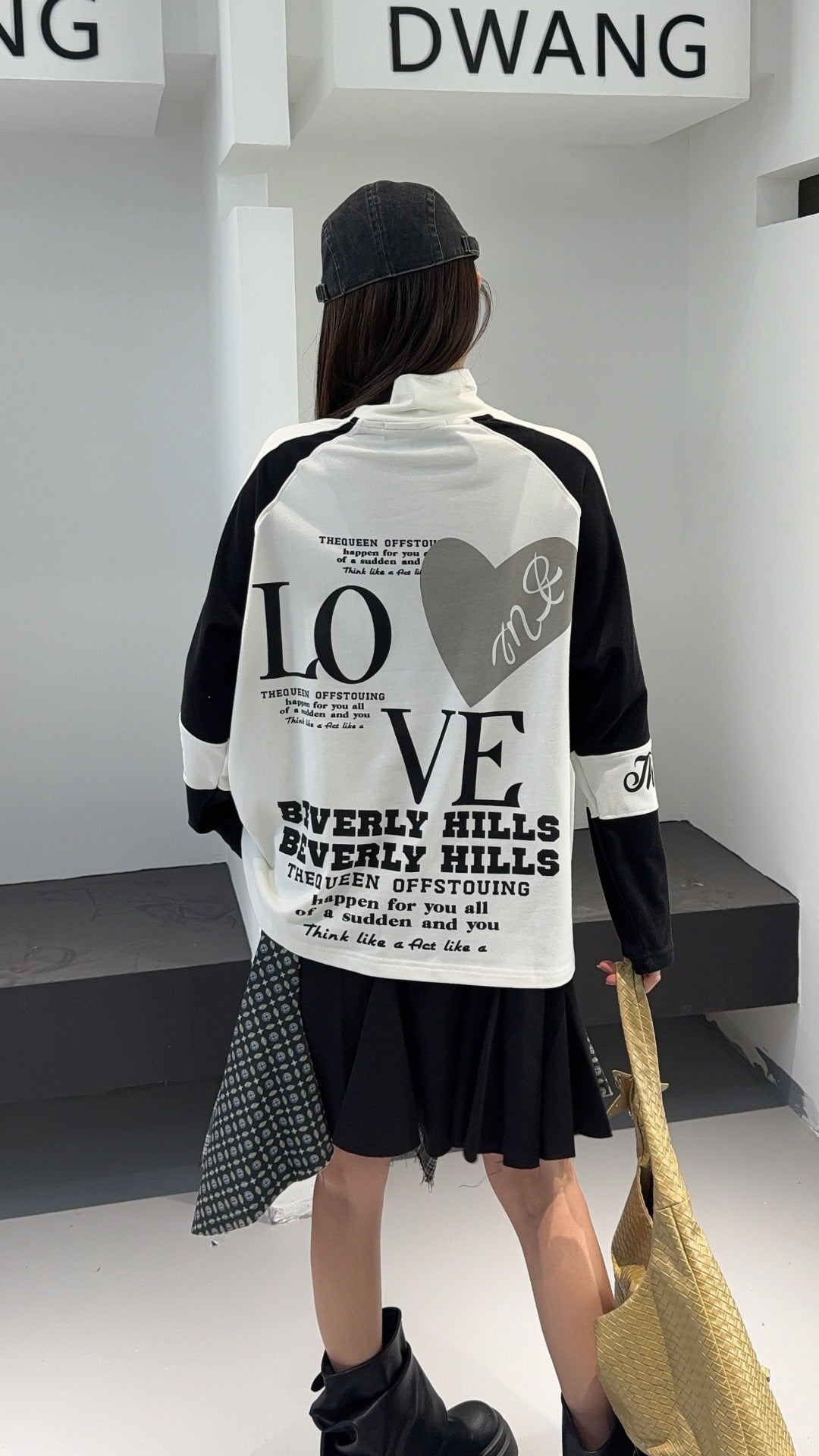 🄶🅁🄾🅄🄽🄳♾🅉🄴🅁🄾25-26SS♾無性別穿搭OverSize美式新款高領雙拼色素描內搭長袖上衣T-SHIRT