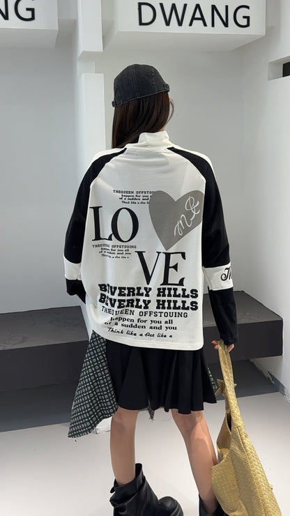 🄶🅁🄾🅄🄽🄳♾🅉🄴🅁🄾25-26SS♾無性別穿搭OverSize美式新款高領雙拼色素描內搭長袖上衣T-SHIRT