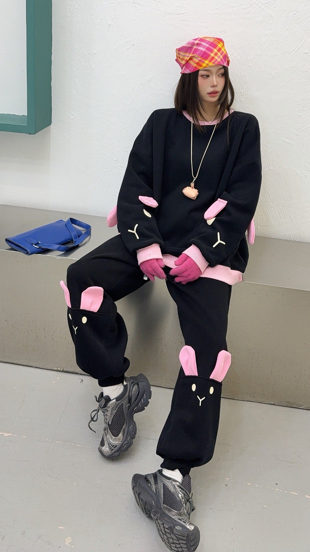 🄶🅁🄾🅄🄽🄳♾🅉🄴🅁🄾25-26SS♾無性別穿搭OverSize美式新款雙色兔兔長袖運動套裝(加厚加絨)🔥