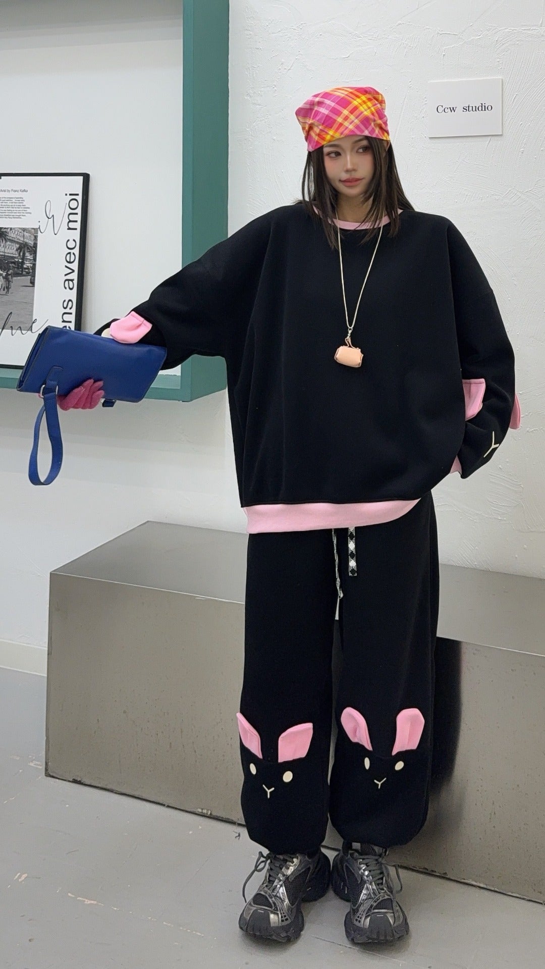 🄶🅁🄾🅄🄽🄳♾🅉🄴🅁🄾25-26SS♾無性別穿搭OverSize美式新款雙色兔兔長袖運動套裝(加厚加絨)🔥