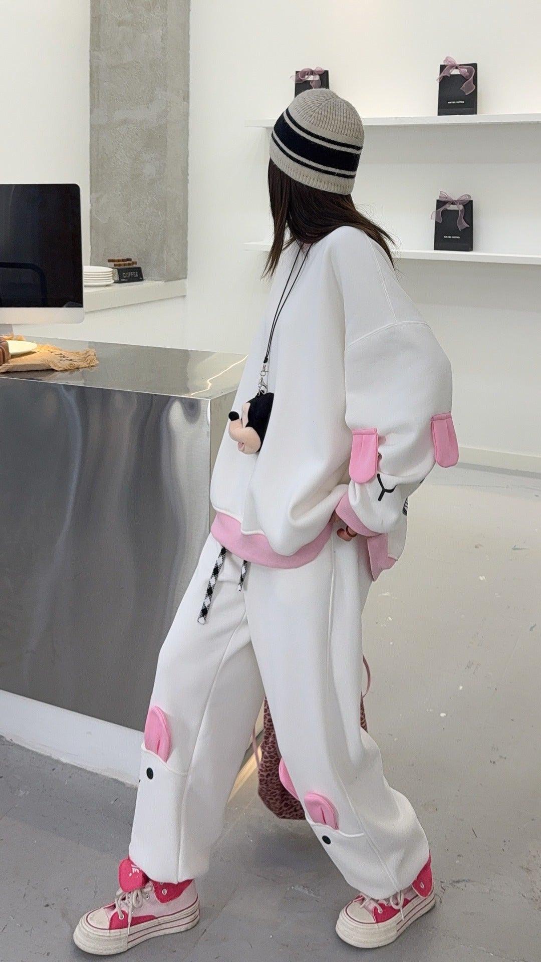 🄶🅁🄾🅄🄽🄳♾🅉🄴🅁🄾25-26SS♾無性別穿搭OverSize美式新款雙色兔兔長袖運動套裝(加厚加絨)🔥