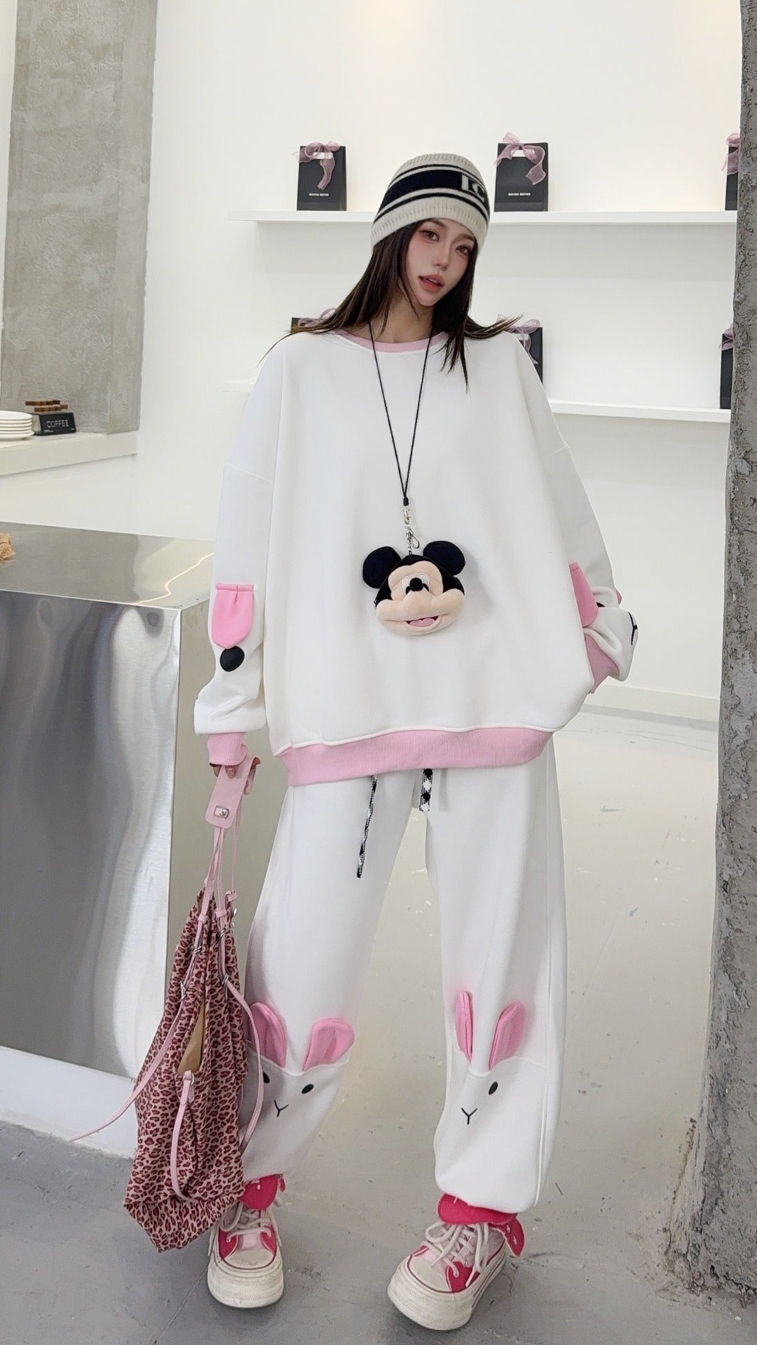 🄶🅁🄾🅄🄽🄳♾🅉🄴🅁🄾25-26SS♾無性別穿搭OverSize美式新款雙色兔兔長袖運動套裝(加厚加絨)🔥
