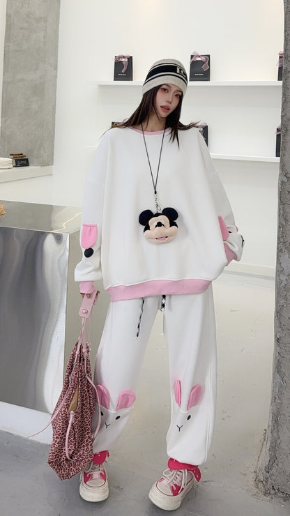 🄶🅁🄾🅄🄽🄳♾🅉🄴🅁🄾25-26SS♾無性別穿搭OverSize美式新款雙色兔兔長袖運動套裝(加厚加絨)🔥