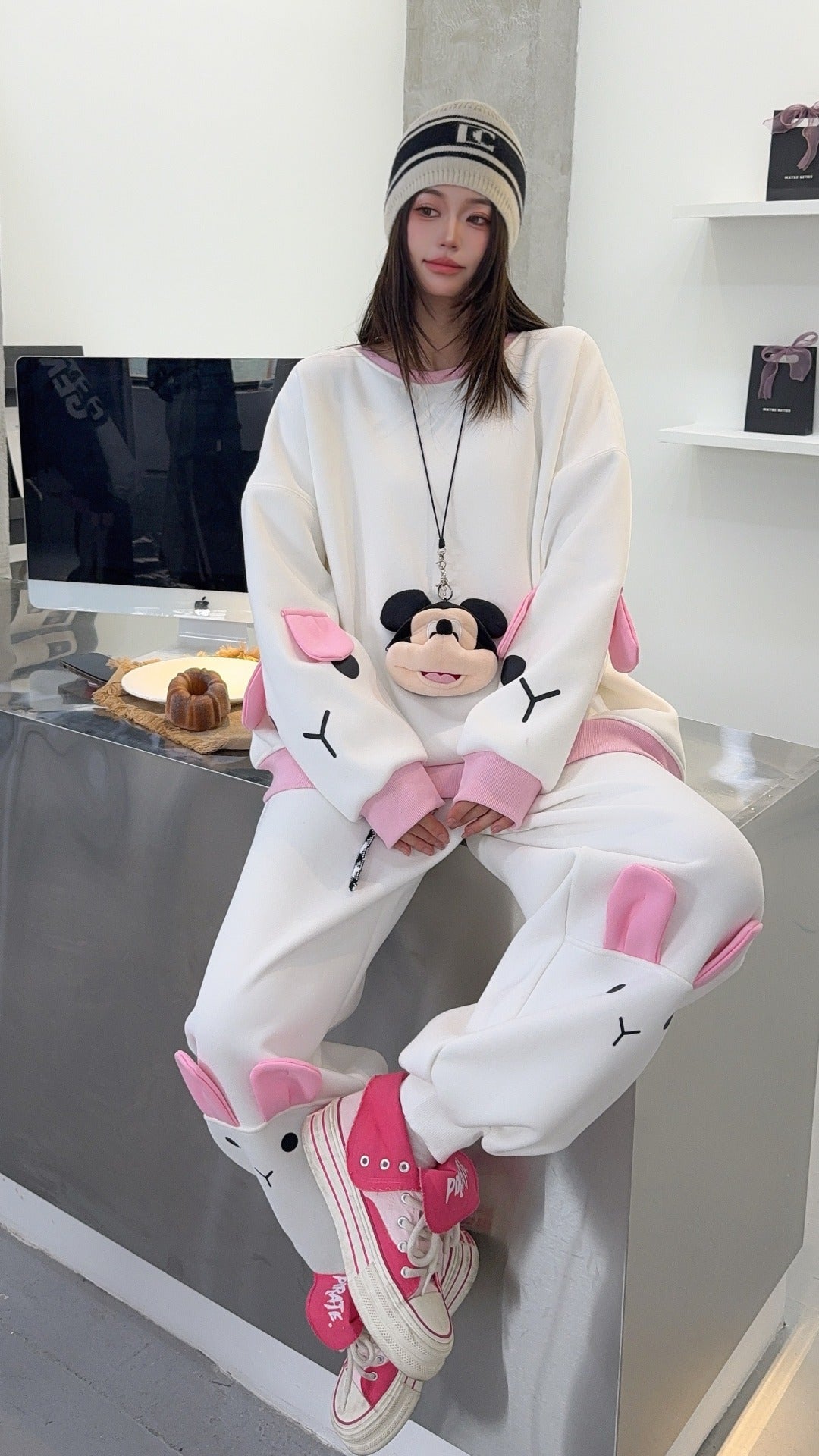 🄶🅁🄾🅄🄽🄳♾🅉🄴🅁🄾25-26SS♾無性別穿搭OverSize美式新款雙色兔兔長袖運動套裝(加厚加絨)🔥