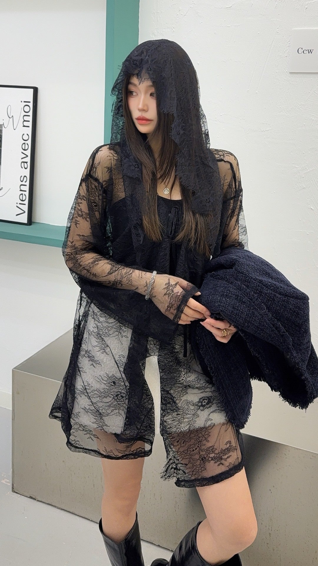 🄶🅁🄾🅄🄽🄳♾🅉🄴🅁🄾25-26SS♾無性別穿搭OverSize美式新款純慾小心機連帽披肩外套