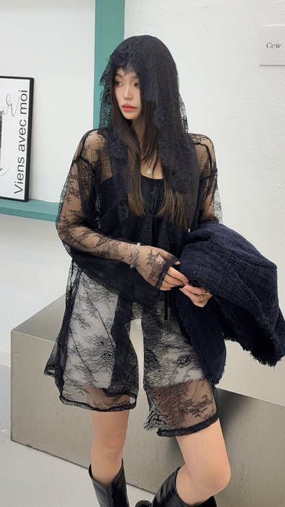 🄶🅁🄾🅄🄽🄳♾🅉🄴🅁🄾25-26SS♾無性別穿搭OverSize美式新款純慾小心機連帽披肩外套