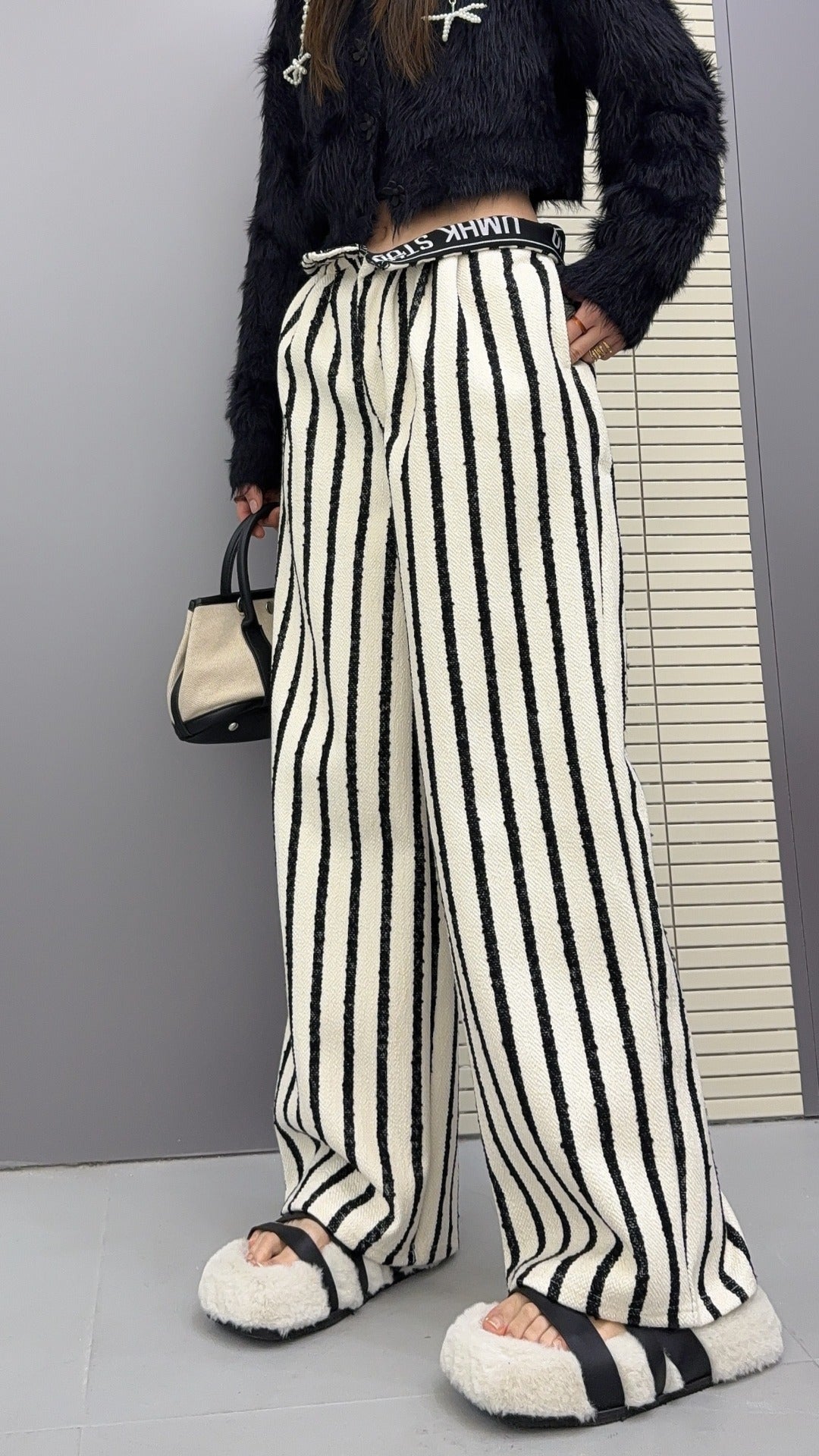 🄶🅁🄾🅄🄽🄳♾🅉🄴🅁🄾25-26SS♾無性別穿搭OverSize美式新款直條紋個性毛巾布休閒長褲