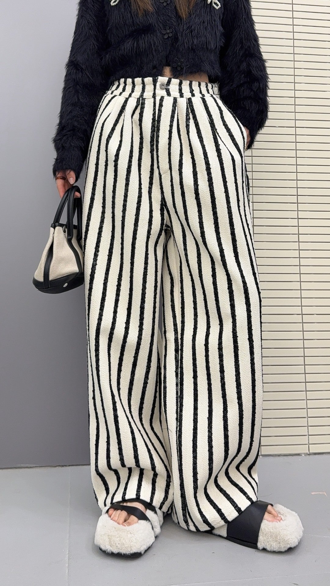 🄶🅁🄾🅄🄽🄳♾🅉🄴🅁🄾25-26SS♾無性別穿搭OverSize美式新款直條紋個性毛巾布休閒長褲