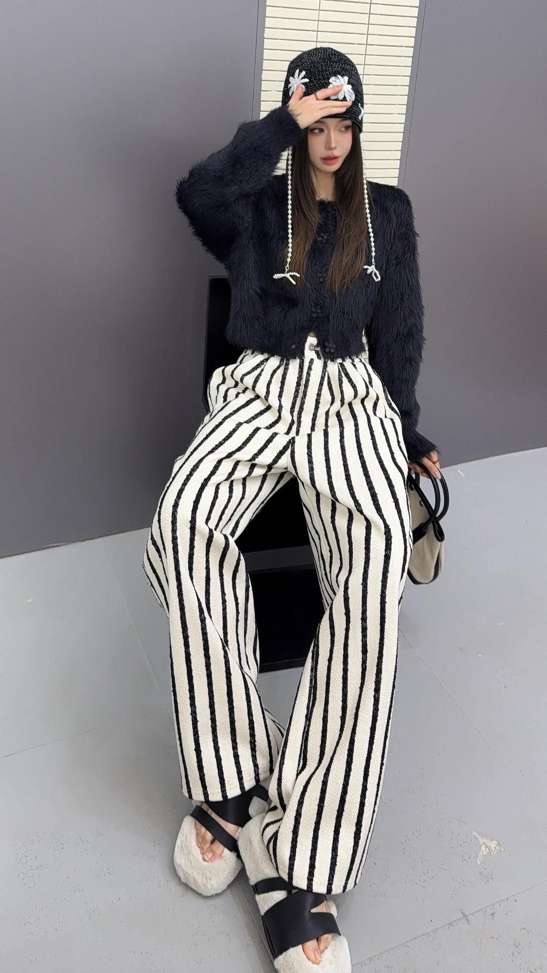 🄶🅁🄾🅄🄽🄳♾🅉🄴🅁🄾25-26SS♾無性別穿搭OverSize美式新款直條紋個性毛巾布休閒長褲