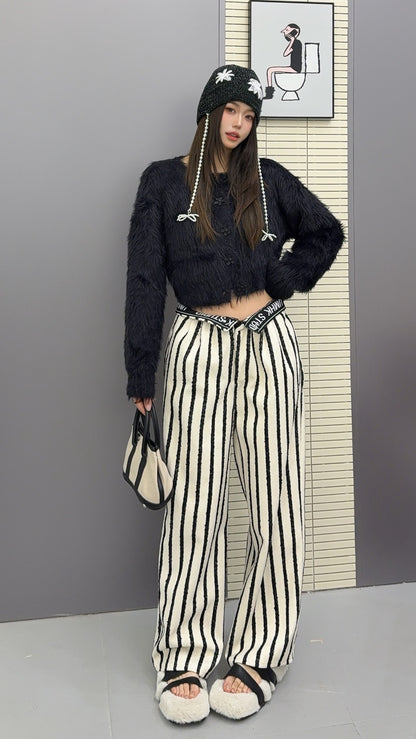 🄶🅁🄾🅄🄽🄳♾🅉🄴🅁🄾25-26SS♾無性別穿搭OverSize美式新款直條紋個性毛巾布休閒長褲