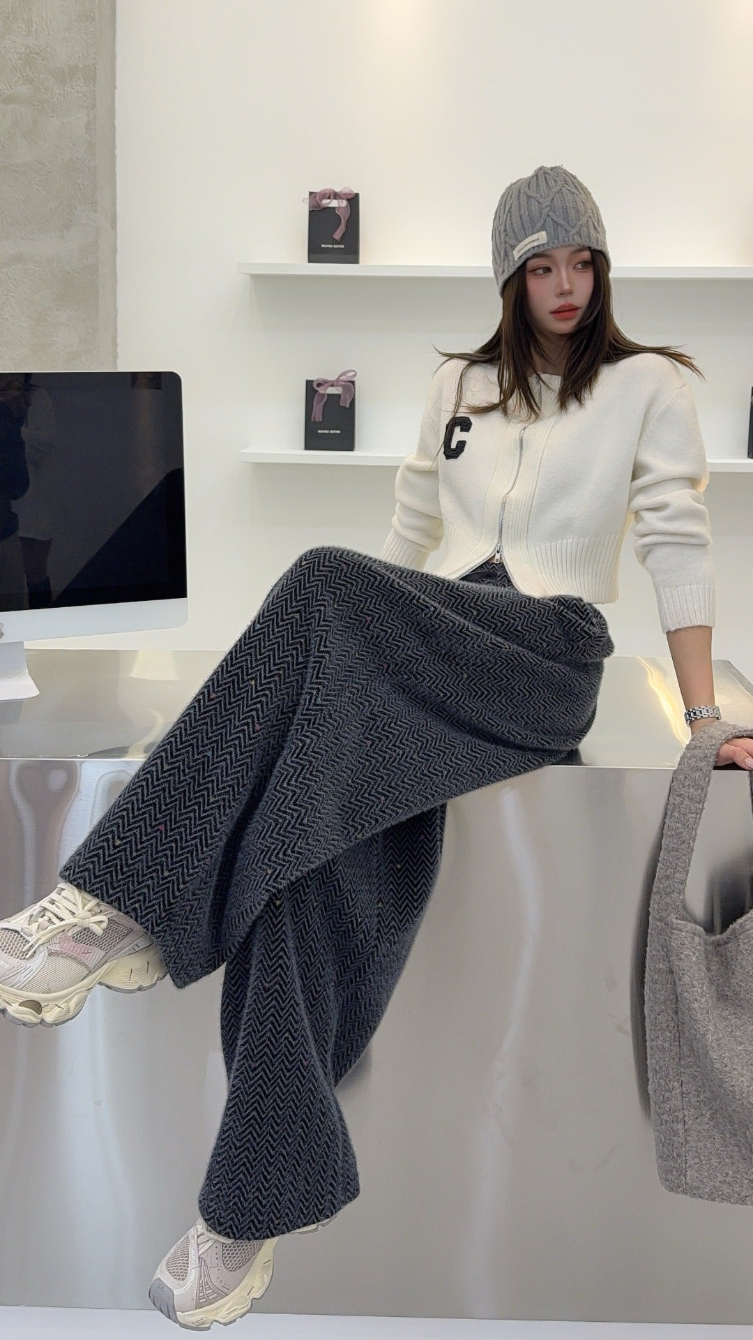 🄶🅁🄾🅄🄽🄳♾🅉🄴🅁🄾25-26SS♾無性別穿搭OverSize美式新款波浪紋寬鬆閃亮休閒長褲